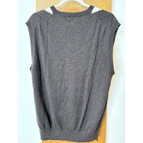 Lincs David Chu Brown Argyle Sweater Vest L Cotton Cashmere Academia Old Money - Picture 5 of 8